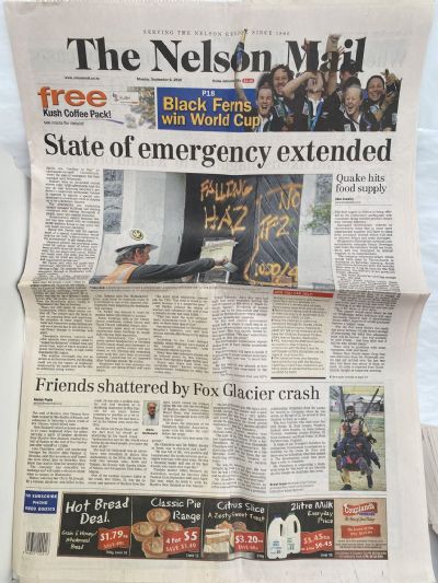 OLD NEWSPAPER: The Nelson Mail, 6 September 2010 - Christchurch earthquakes