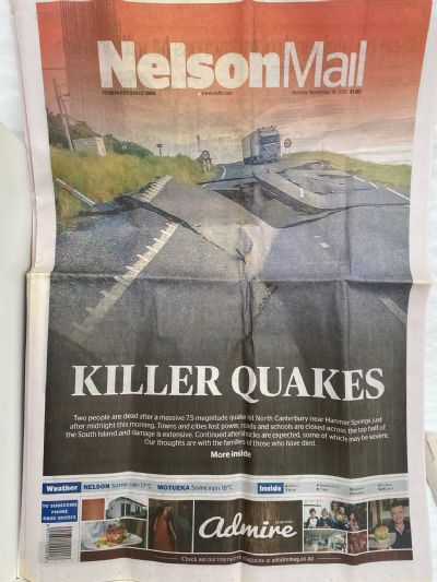 OLD NEWSPAPER: The Nelson Mail, 14 November 2016 - Kaikoura earthquakes