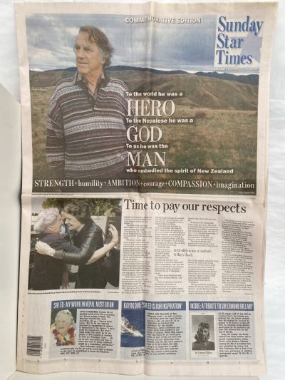 OLD NEWSPAPER: Sunday Star Times, 13 January 2008 - Sir Edmund Hillary