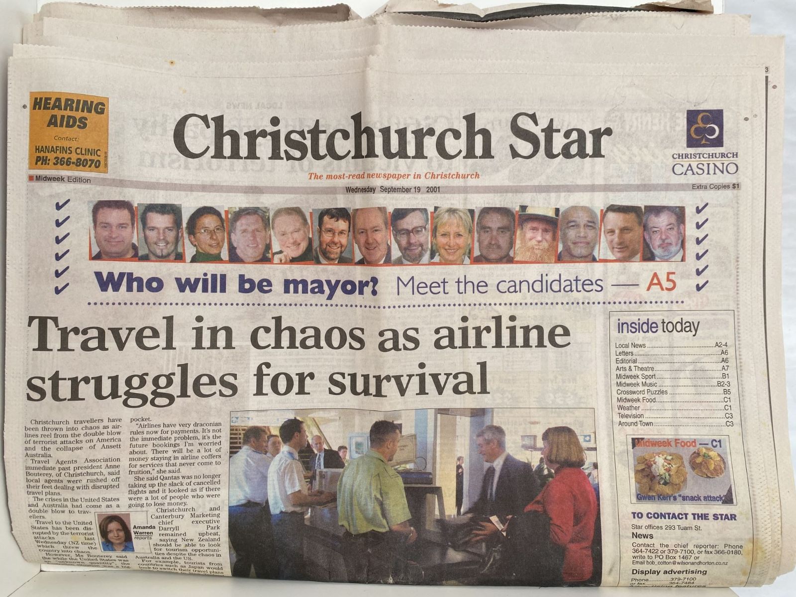 OLD NEWSPAPER: Christchurch Star 19 September 2001 - 9/11 Terror Attacks