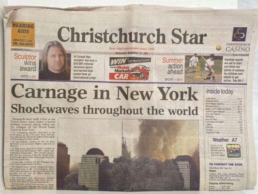 OLD NEWSPAPER: Christchurch Star 12 September 2001 - 9/11 Terror Attacks