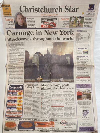 OLD NEWSPAPER: Christchurch Star 12 September 2001 - 9/11 Terror Attacks