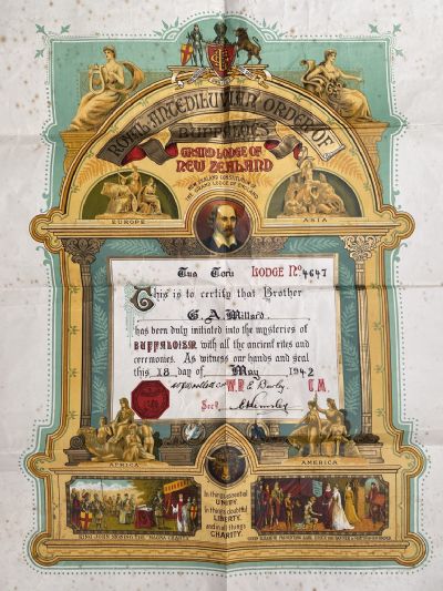 MEMORABILIA: Grand Lodge of New Zealand - Installation of G. A. Millard 1942 