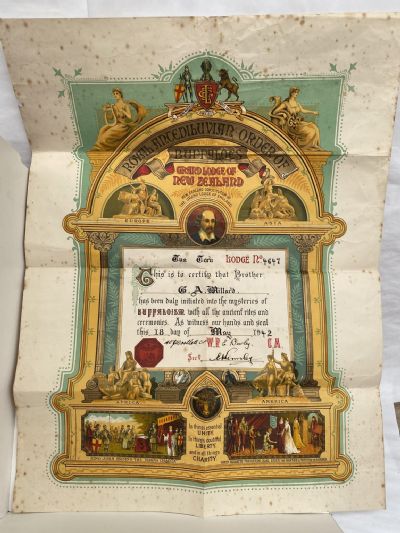 MEMORABILIA: Grand Lodge of New Zealand - Installation of G. A. Millard 1942