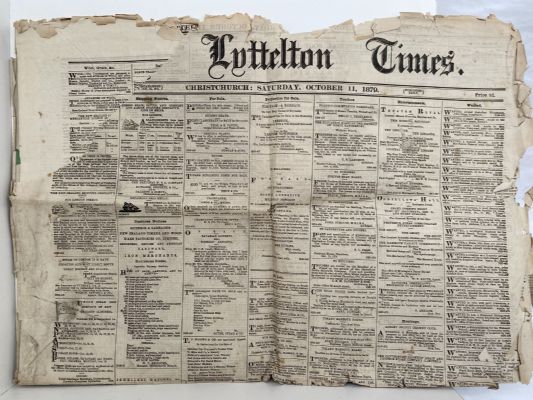 OLD NEWSPAPER: Lyttelton Times - 11 October 1879
