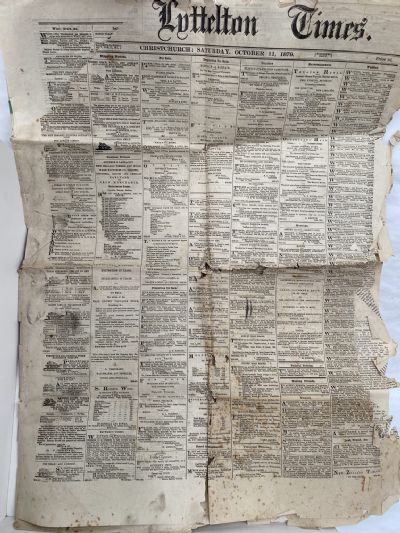 OLD NEWSPAPER: Lyttelton Times - 11 October 1879