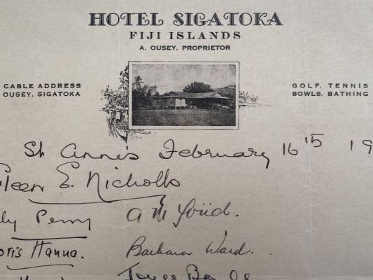 OLD LETTERHEAD: Hotel Sigatoka, Fiji Islands 1951 