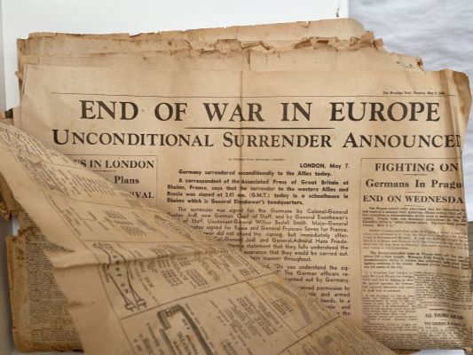 OLD NEWSPAPER: The Evening Post, Wellington, 8 May 1945 - Coverage of WW2