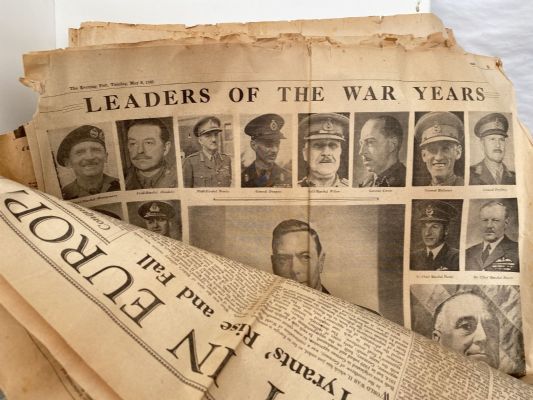 OLD NEWSPAPER: The Evening Post, Wellington, 8 May 1945 - Coverage of WW2