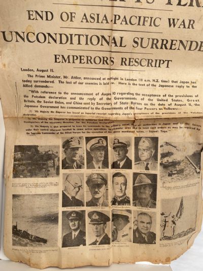 OLD NEWSPAPER: The Evening Post, Wellington 15 August 1945 - Japan Surrenders