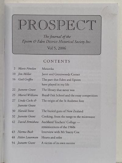 PROSPECT: Journal of the Epsom & Eden District Historical Society - Vol 5, 2006