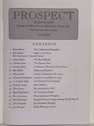 PROSPECT: Journal of the Epsom & Eden District Historical Society - Vol 8, 2009