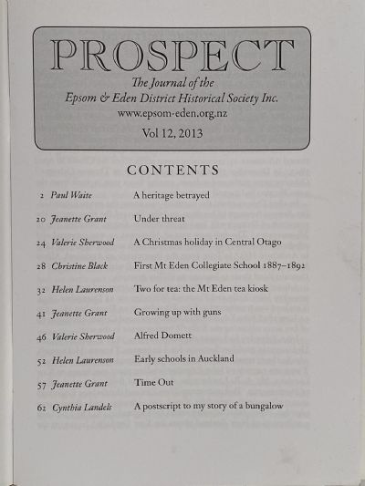 PROSPECT: Journal of the Epsom & Eden District Historical Society - Vol 12, 2013