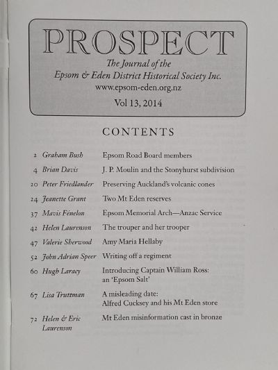 PROSPECT: Journal of the Epsom & Eden District Historical Society - Vol 13, 2014