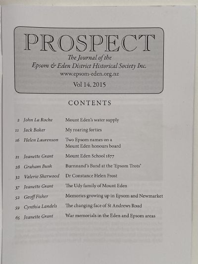PROSPECT: Journal of the Epsom & Eden District Historical Society - Vol 14, 2015