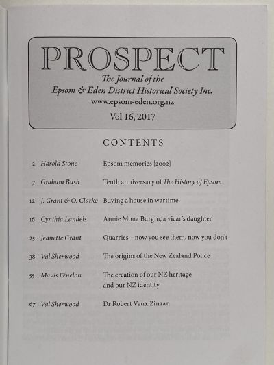 PROSPECT: Journal of the Epsom & Eden District Historical Society - Vol 16, 2017