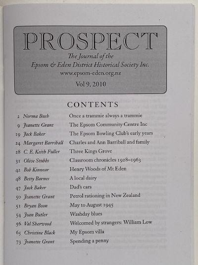 PROSPECT: Journal of the Epsom & Eden District Historical Society - Vol 9, 2010