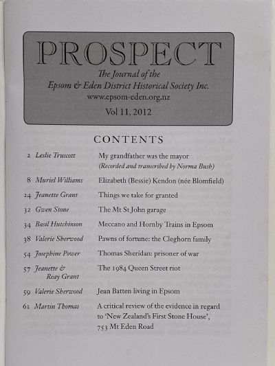 PROSPECT: Journal of the Epsom & Eden District Historical Society - Vol 11, 2012