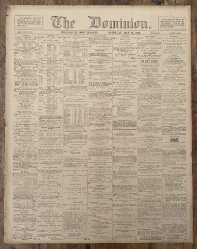 OLD NEWSPAPER: The Dominion, Wellington - Saturday, May 30th 1908
