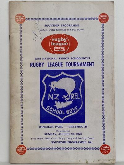 RUGBY LEAGUE TOURNAMENT: Greymouth 32nd National Senior Schoolboys 1978