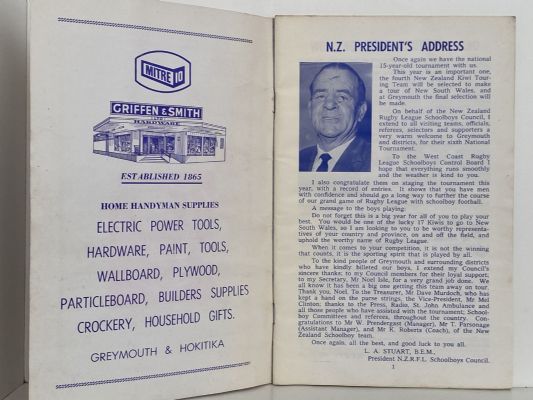 RUGBY LEAGUE TOURNAMENT: Greymouth 32nd National Senior Schoolboys 1978
