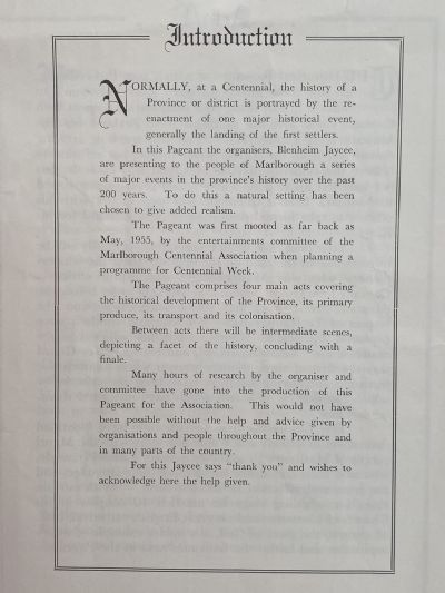 MARLBOROUGH HISTORICAL PAGEANT - Anniversary Day Programme 1959