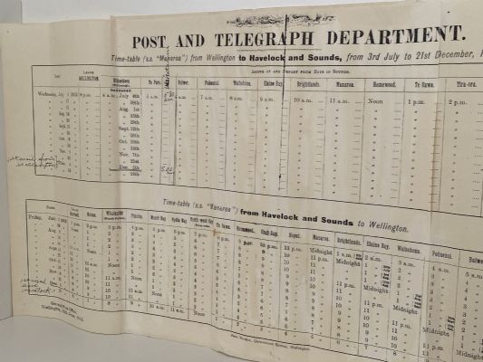 ANTIQUE TIMETABLE: Post & Telegraph Department 1912