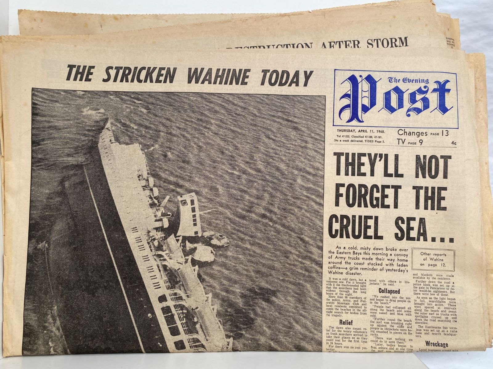 OLD NEWSPAPER: The Evening Post, 11 April 1968 - Wahine Disaster