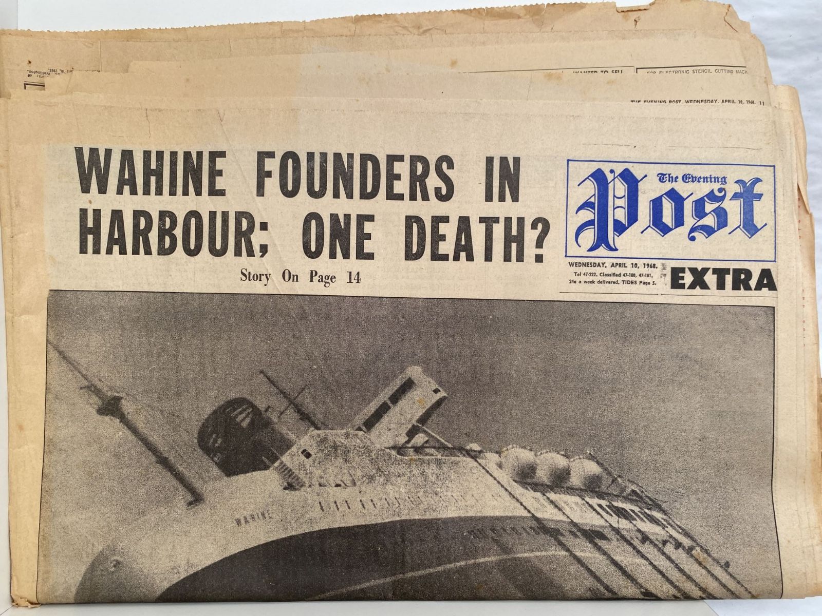 OLD NEWSPAPER: The Evening Post, 10 April 1968 - Wahine Disaster