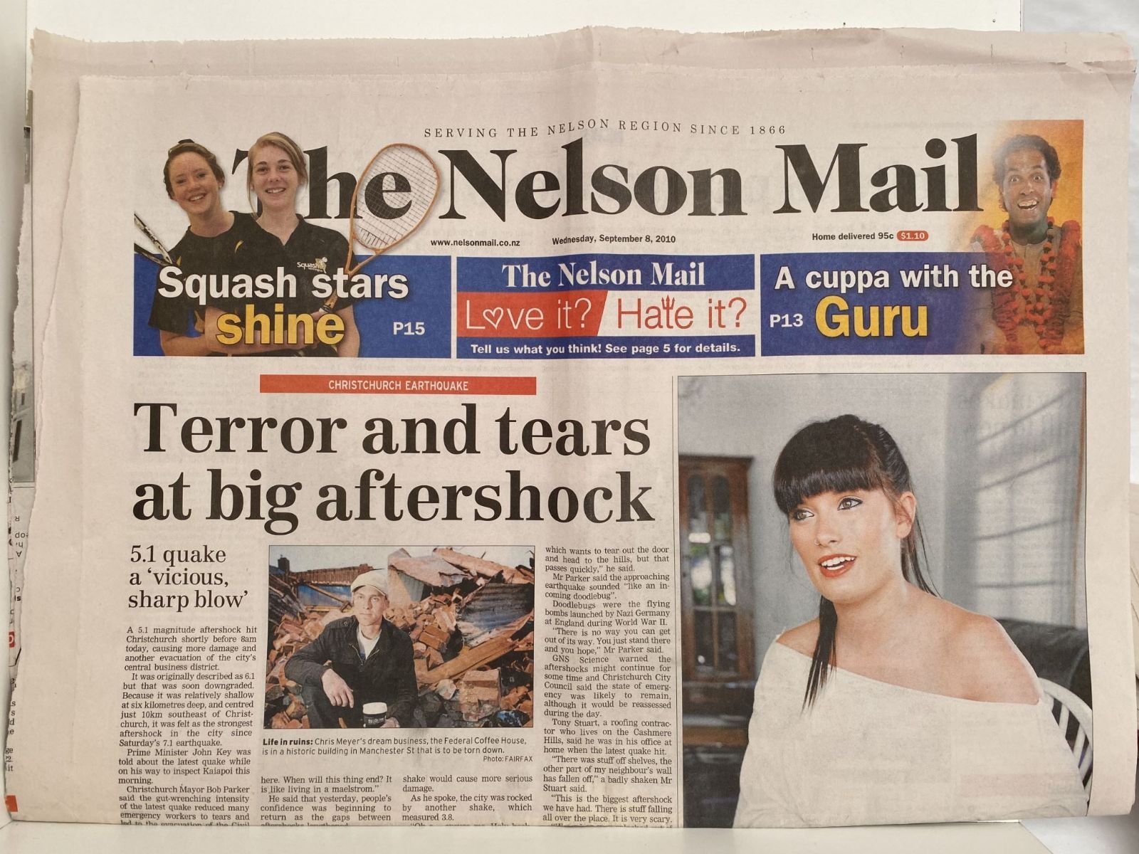 OLD NEWSPAPER: The Nelson Mail, 8 September 2010 - Christchurch earthquakes