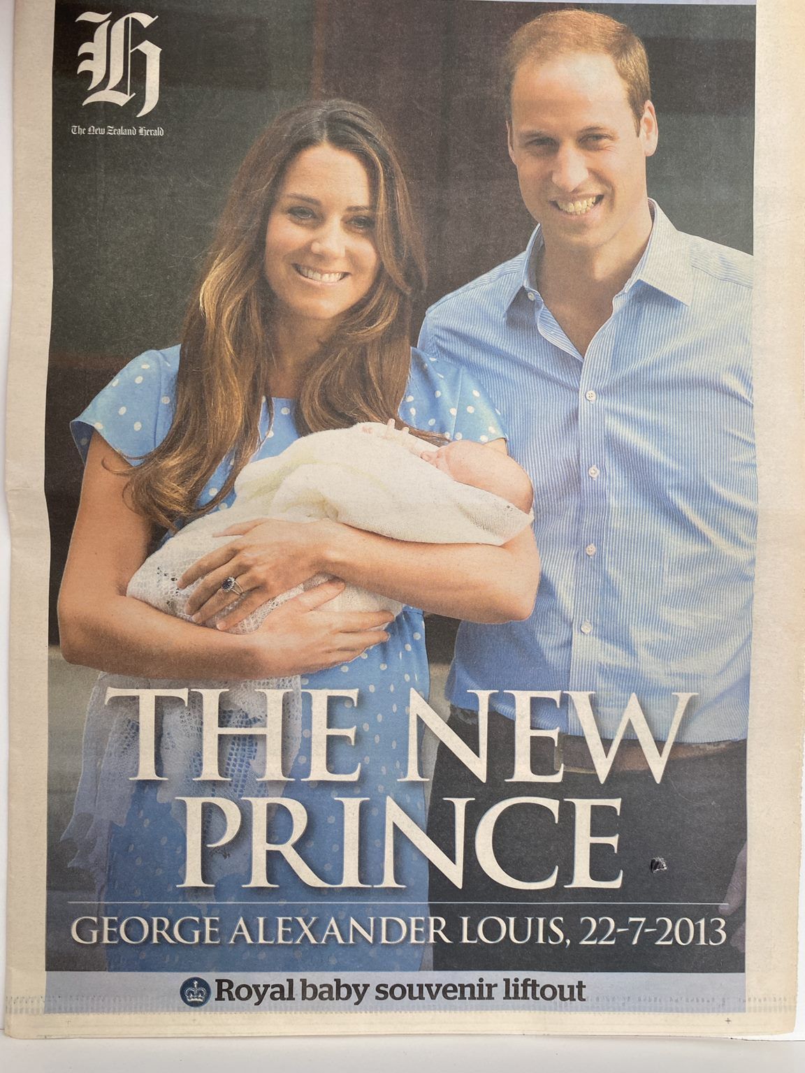 OLD NEWSPAPER: The New Zealand Herald 2013 - new royal baby born