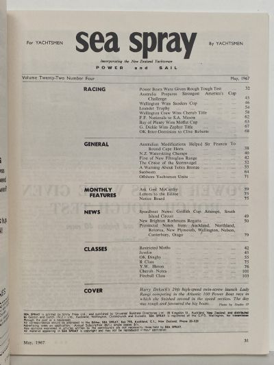 VINTAGE MAGAZINE: Sea Spray - May 1967 - Vol. 22, No. 4