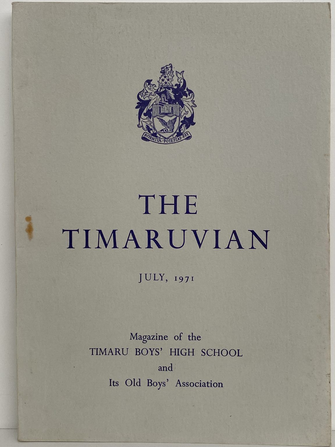 THE TIMARUVIAN: Magazine of the Timaru Boys' High School and its Old Boys' Association 1971