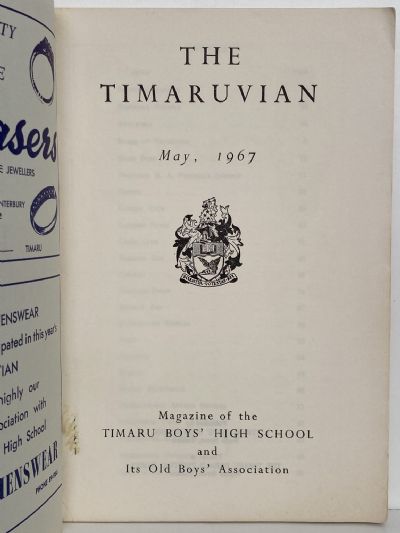 THE TIMARUVIAN: Magazine of the Timaru Boys' High School and its Old Boys' Association 1967