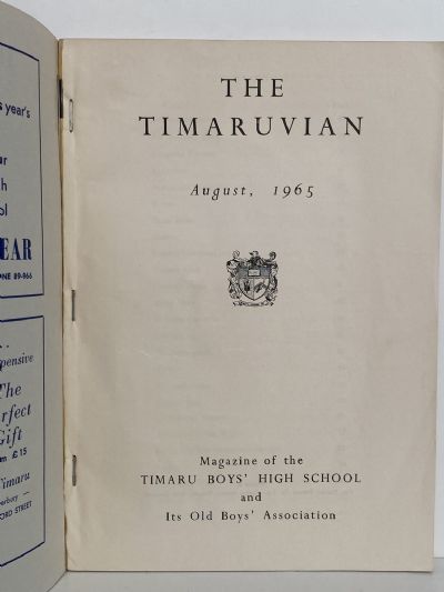 THE TIMARUVIAN: Magazine of the Timaru Boys' High School and its Old Boys' Association 1965