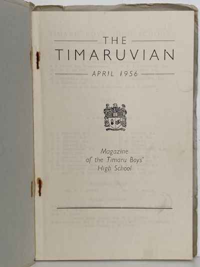 THE TIMARUVIAN: Magazine of the Timaru Boys' High School and its Old Boys' Association 1956
