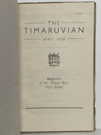 THE TIMARUVIAN: Magazine of the Timaru Boys' High School and its Old Boys' Association 1950