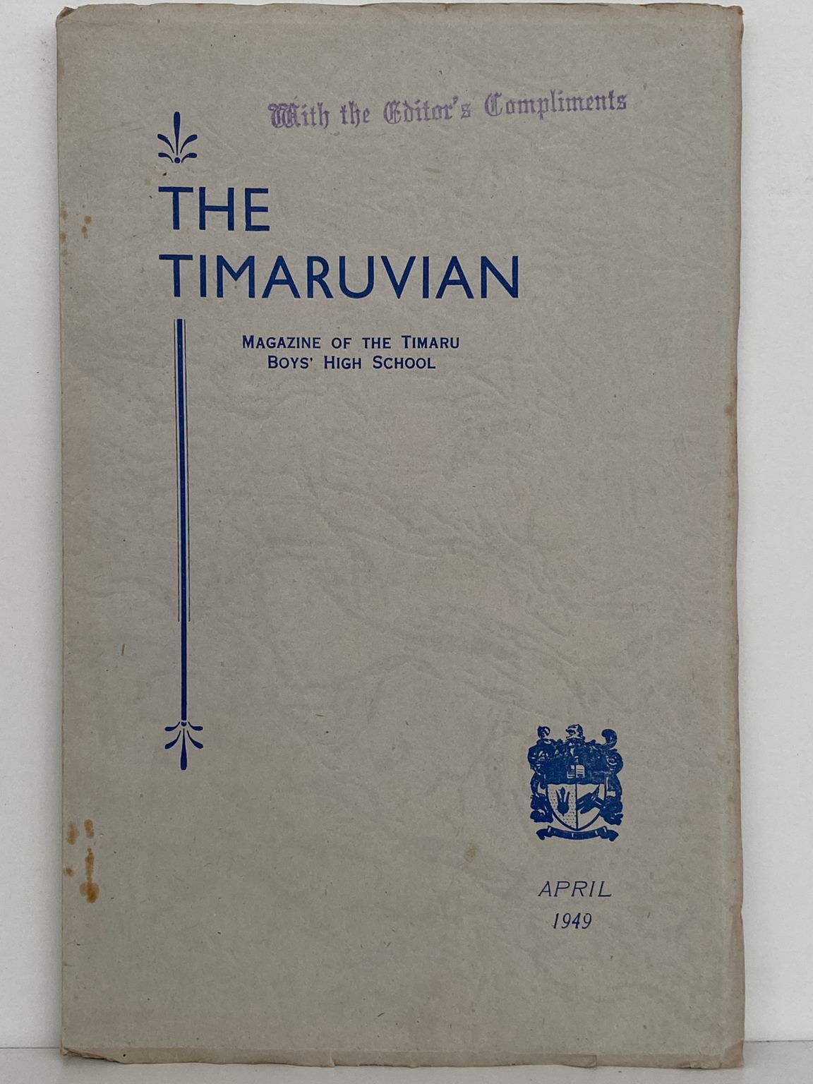 THE TIMARUVIAN: Magazine of the Timaru Boys' High School and its Old Boys' Association 1949