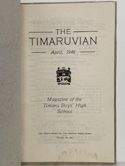 THE TIMARUVIAN: Magazine of the Timaru Boys' High School and its Old Boys' Association 1946