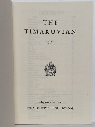 THE TIMARUVIAN: Magazine of the Timaru Boys' High School 1981