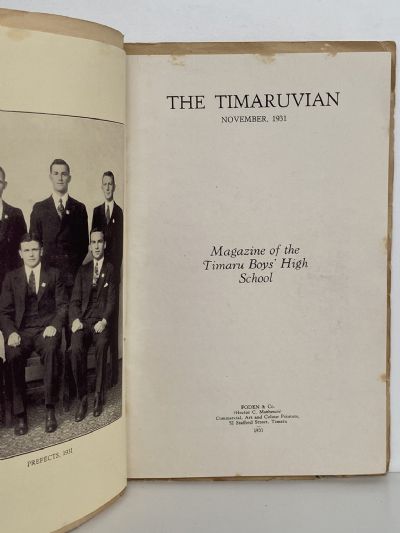 THE TIMARUVIAN: Magazine of the Timaru Boys' High School 1931