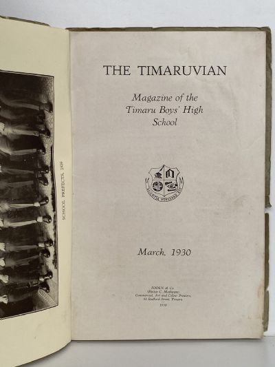 THE TIMARUVIAN: Magazine of the Timaru Boys' High School - March 1930