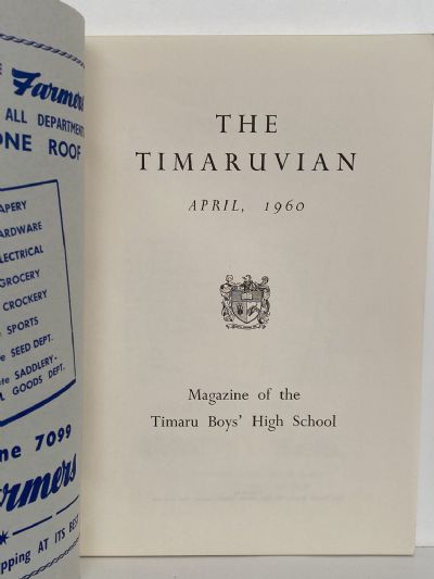 THE TIMARUVIAN: Magazine of the Timaru Boys' High School and its Old Boys' Association 1960