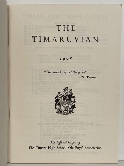 THE TIMARUVIAN: Magazine of the Timaru Boys' High School Old Boys' Association 1978