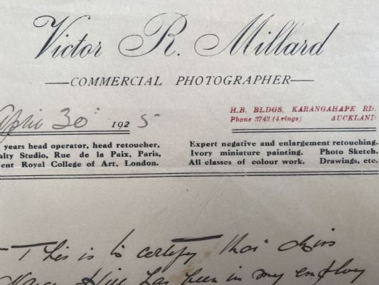 ANTIQUE LETTERHEAD: Victor R. Millard - Commercial Photographer 1925 