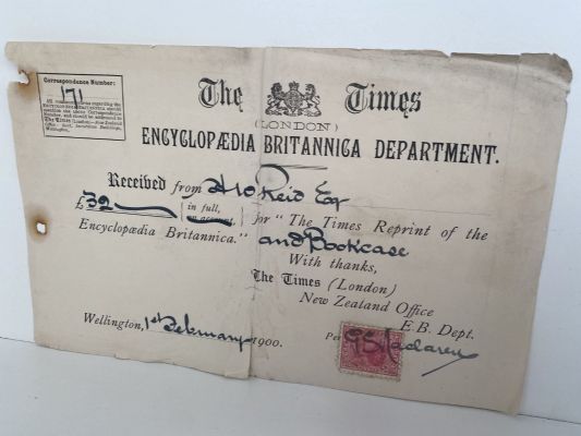 ANTIQUE INVOICE / RECEIPT: Encyclopaedia Britannica 1900