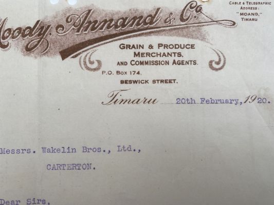 ANTIQUE LETTERHEAD: Moody Annand & Co. Ltd - Grain & Produce Merchants 1920 