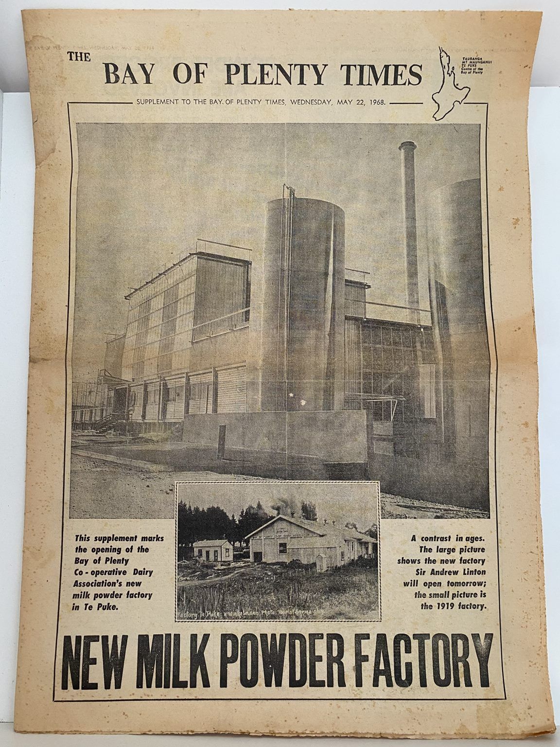 OLD NEWSPAPER: The Bay of Plenty Times - Dairy Factory Opening 1968