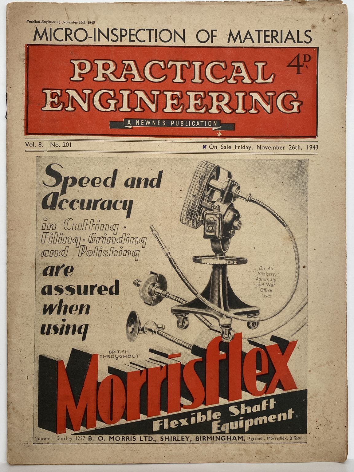 VINTAGE MAGAZINE: Practical Engineering - Vol. 8, No. 201 - 26 November 1943