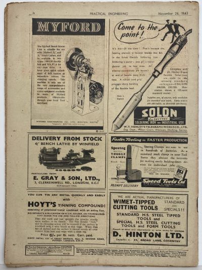 VINTAGE MAGAZINE: Practical Engineering - Vol. 8, No. 201 - 26 November 1943